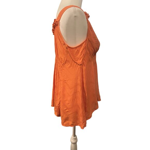 Maeve Anthropologie Orange Bretta Gathered Tank Top Women's Size Small V-Neck - Picture 4 of 7